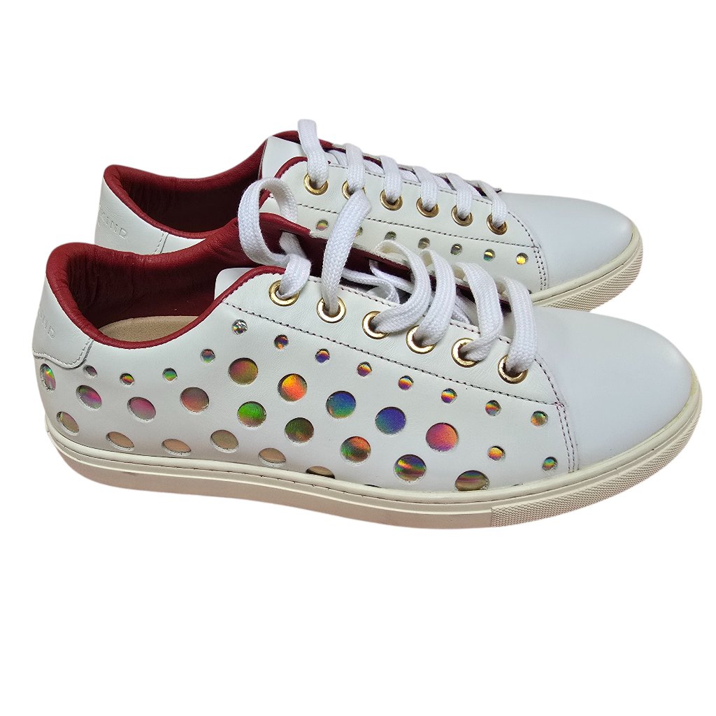 Liebeskind Berlin Women's Off White Leather Perforated Overlay Sneakers Eur 37